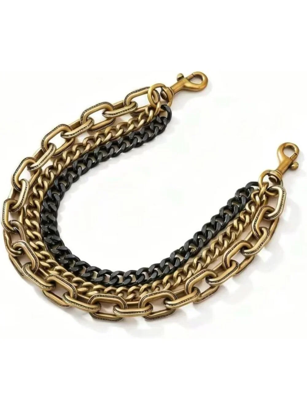 Trendy Gold Purse Charm Chain for Handbags, Two-Tone Vintage Keychain Pendant
